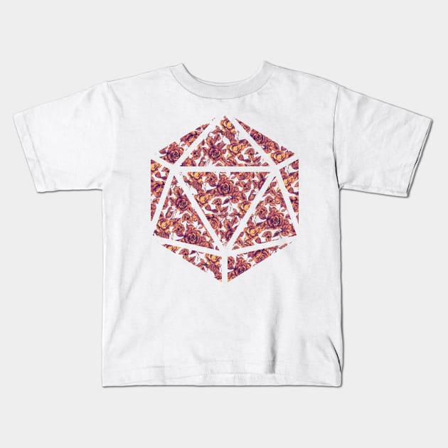 Purple Sunset Gradient Rose Vintage Pattern Silhouette D20 - Subtle Dungeons and Dragons Design Kids T-Shirt by GenAumonier